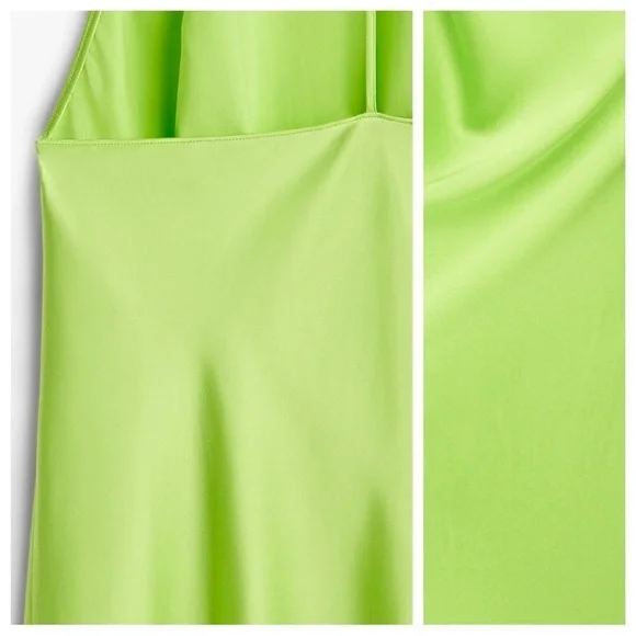 Massimo Dutti Green Satin Effect Halter Midi Dress. Size M. - Picture 5 of 8